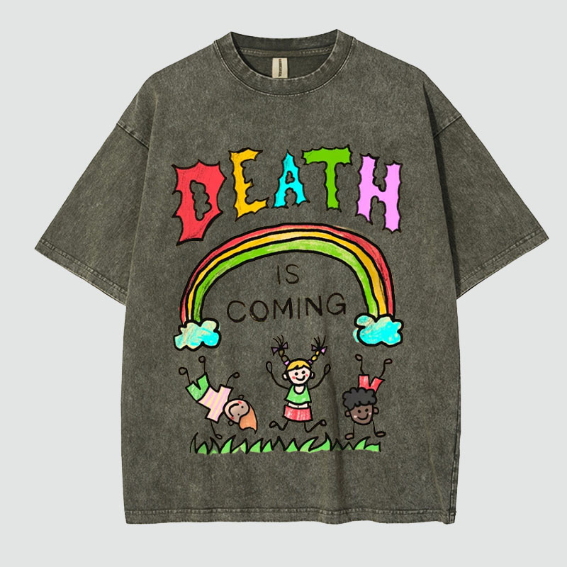 Unisex Death Is Coming Washed T-Shirt