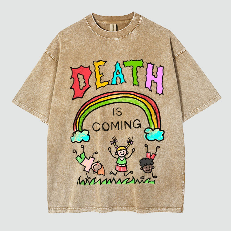 Unisex Death Is Coming Washed T-Shirt