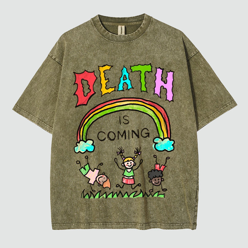 Unisex Death Is Coming Washed T-Shirt