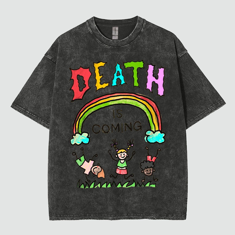 Unisex Death Is Coming Washed T-Shirt