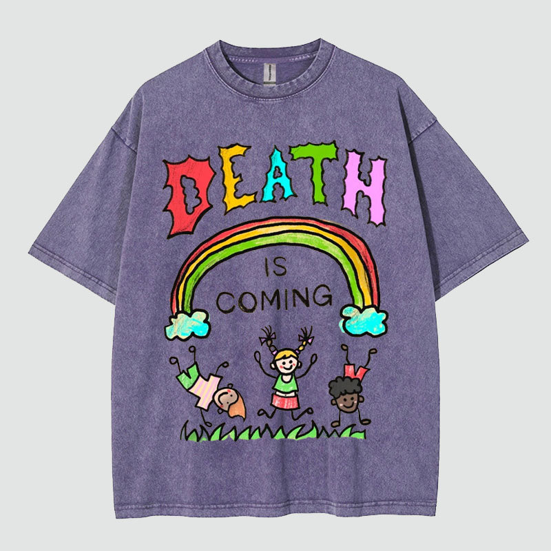 Unisex Death Is Coming Washed T-Shirt