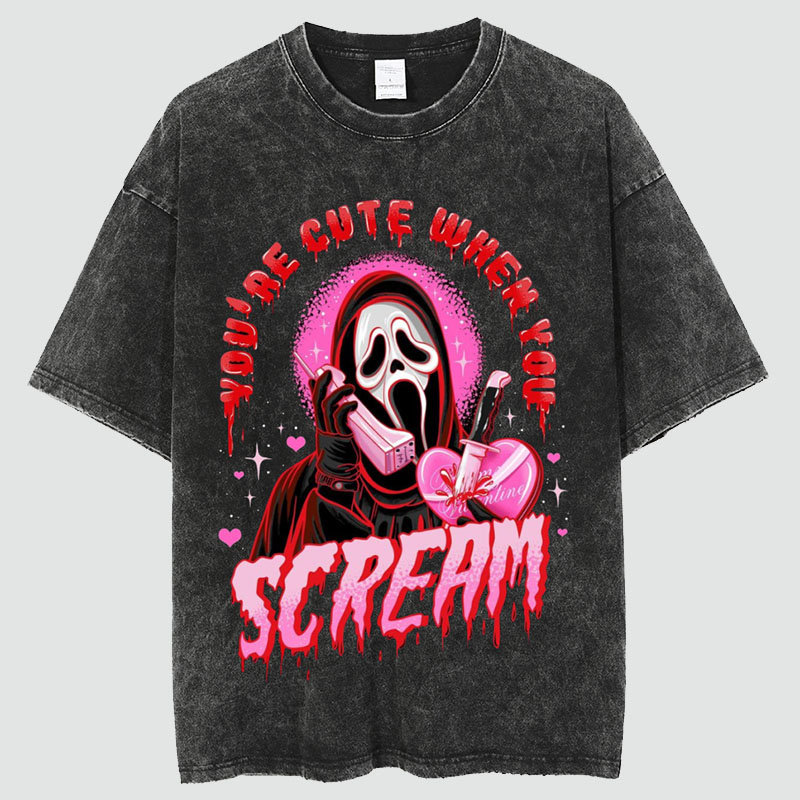 Cute Scream Unisex Vintage Wash T-Shirt