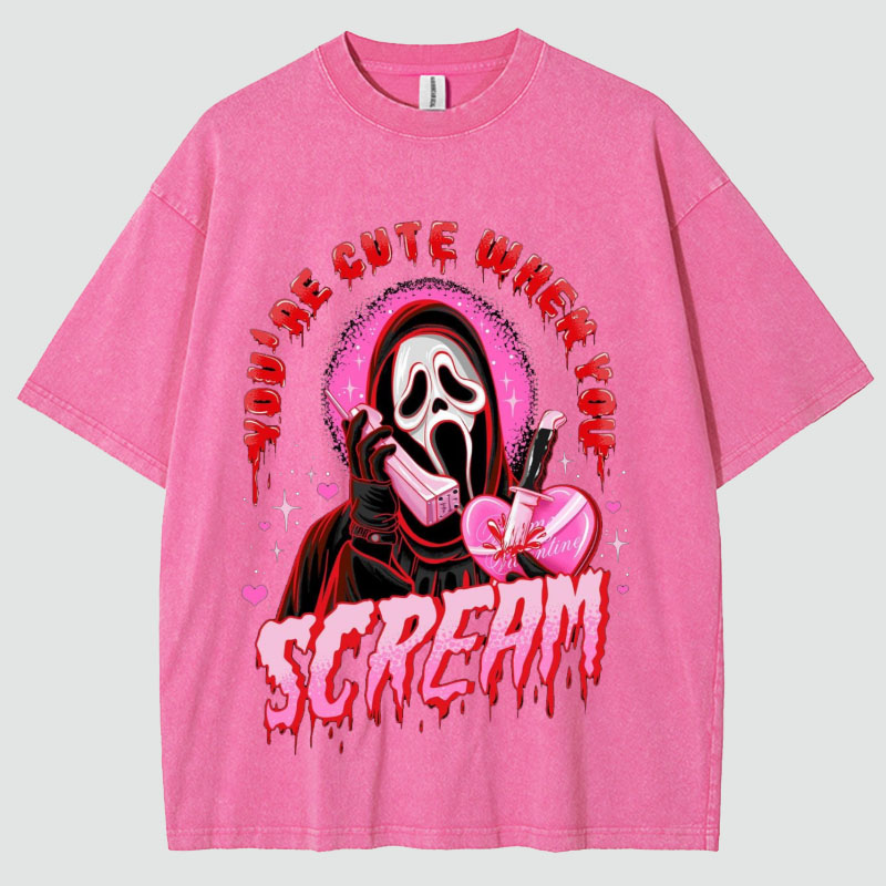 Cute Scream Unisex Vintage Wash T-Shirt