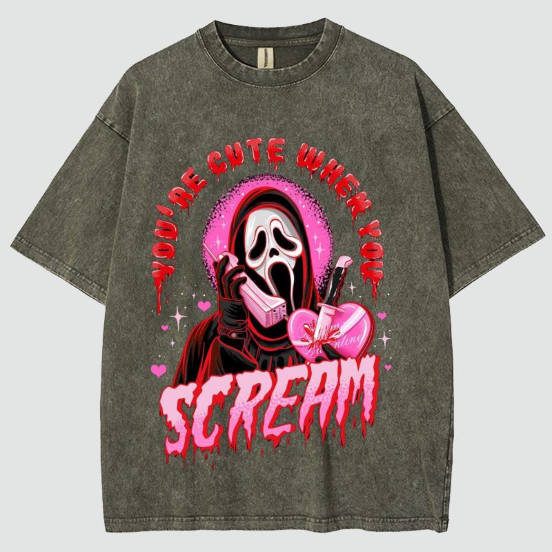 Cute Scream Unisex Vintage Wash T-Shirt