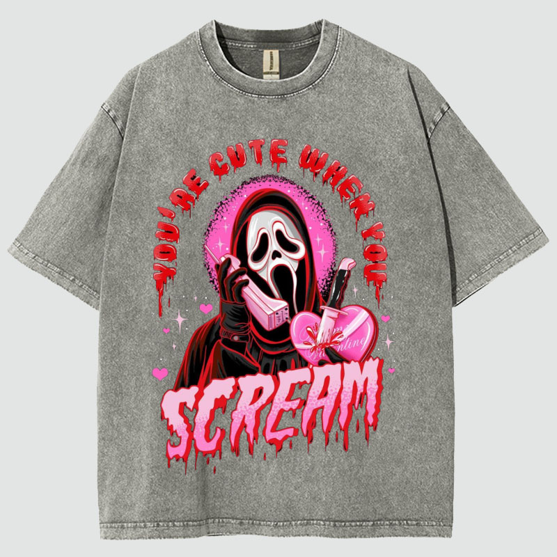 Cute Scream Unisex Vintage Wash T-Shirt