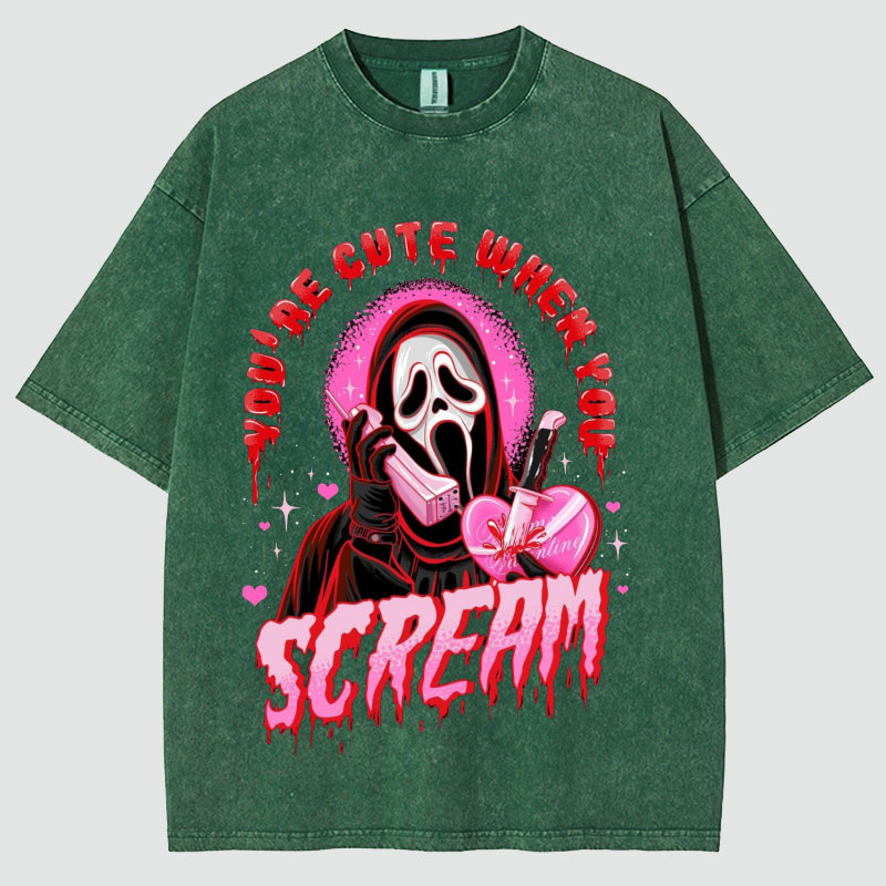 Cute Scream Unisex Vintage Wash T-Shirt