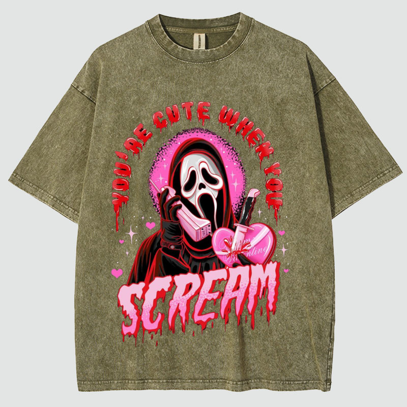 Cute Scream Unisex Vintage Wash T-Shirt