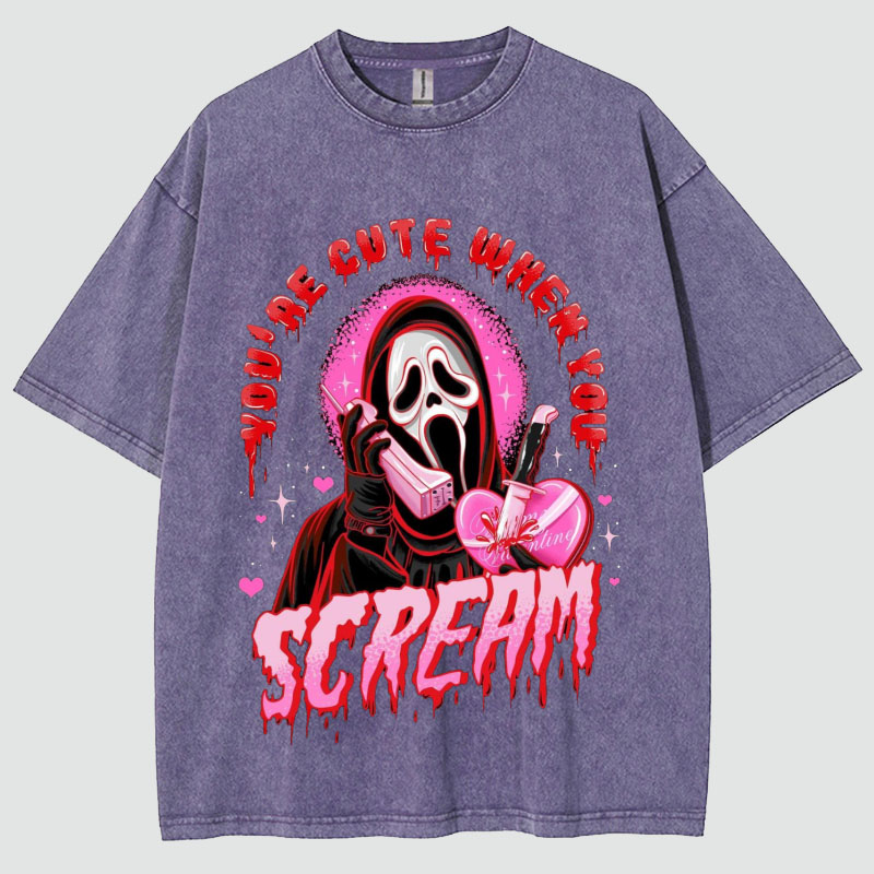 Cute Scream Unisex Vintage Wash T-Shirt