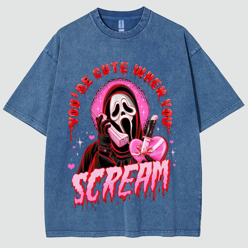 Cute Scream Unisex Vintage Wash T-Shirt