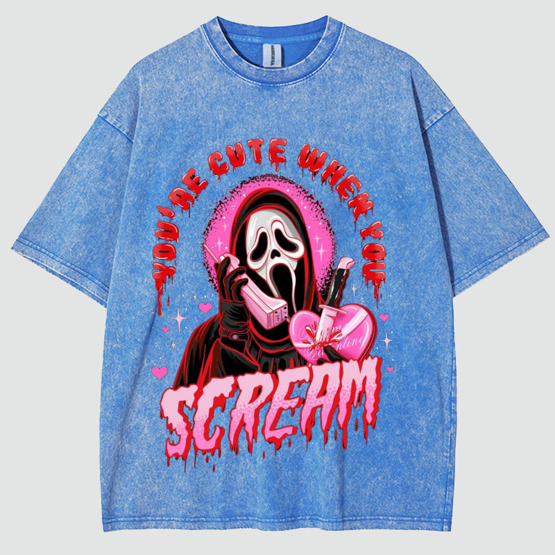 Cute Scream Unisex Vintage Wash T-Shirt