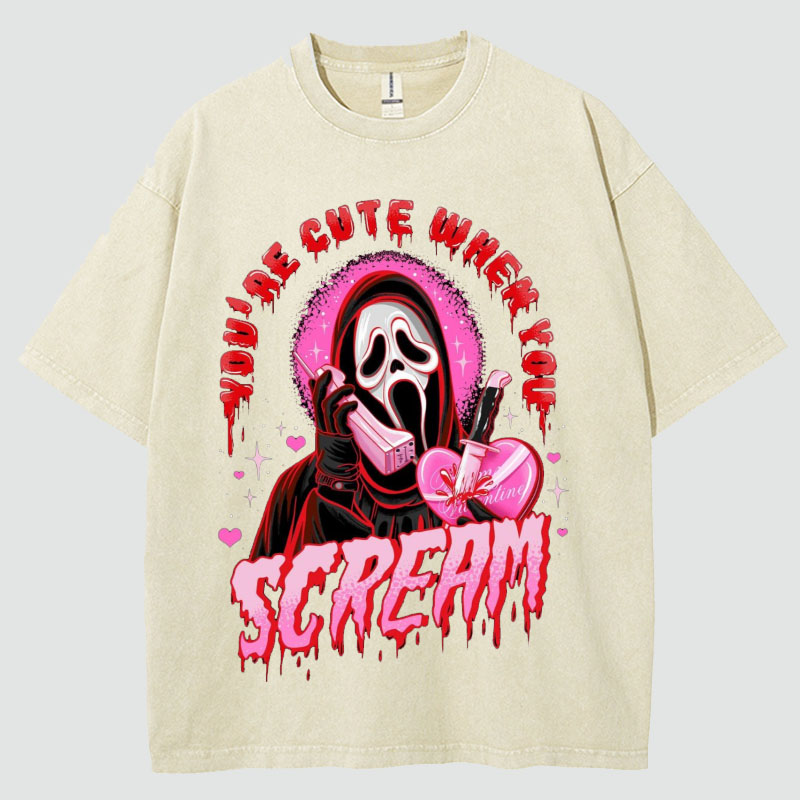 Cute Scream Unisex Vintage Wash T-Shirt