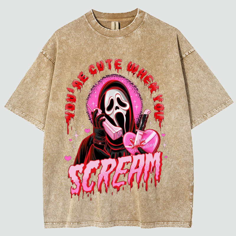 Cute Scream Unisex Vintage Wash T-Shirt