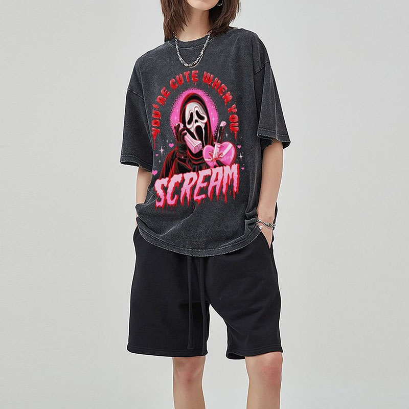 Cute Scream Unisex Vintage Wash T-Shirt