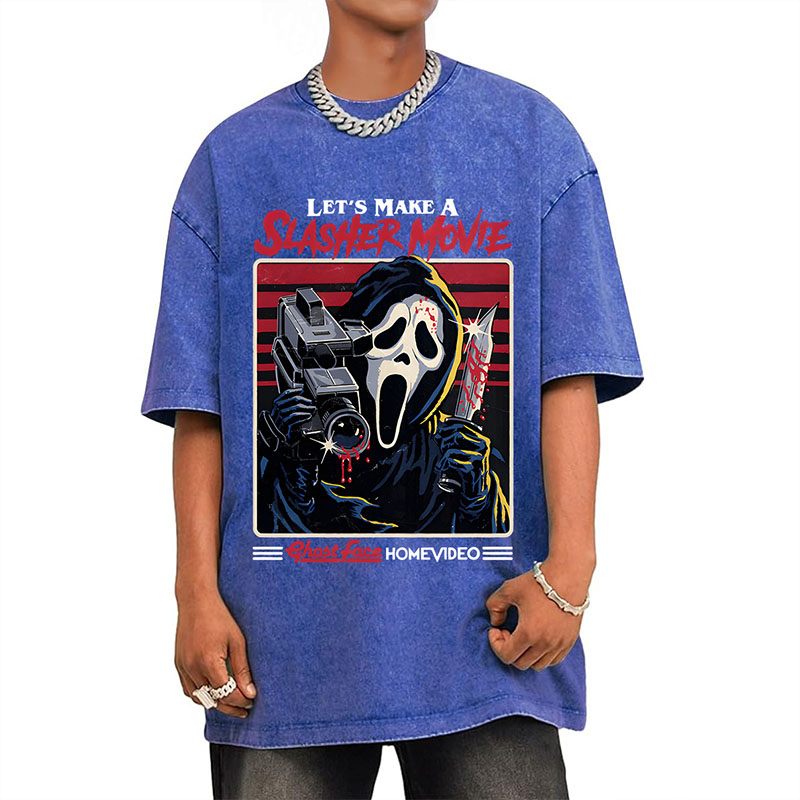 Unisex Let‘s Make A Slasher Movie Print Washed T-Shirt