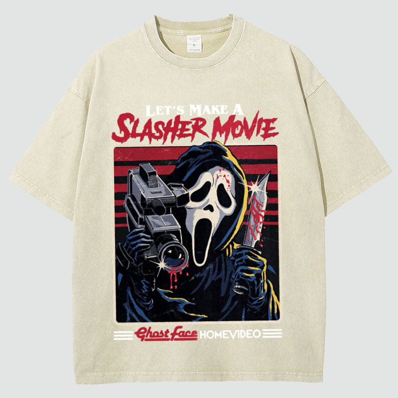 Unisex Let‘s Make A Slasher Movie Print Washed T-Shirt