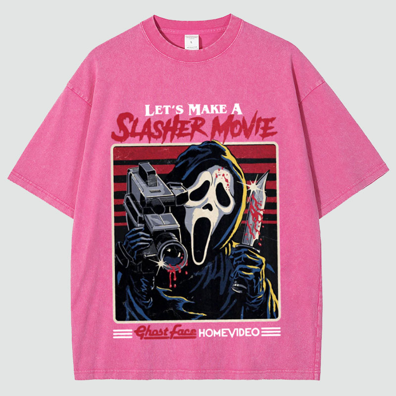 Unisex Let‘s Make A Slasher Movie Print Washed T-Shirt