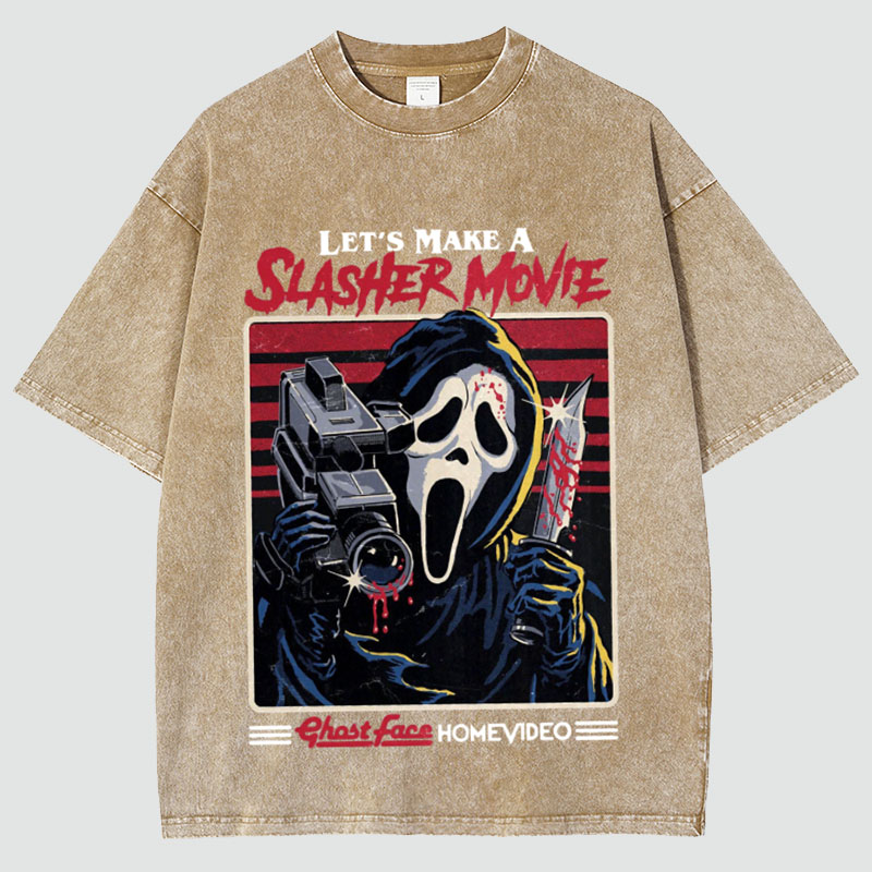 Unisex Let‘s Make A Slasher Movie Print Washed T-Shirt