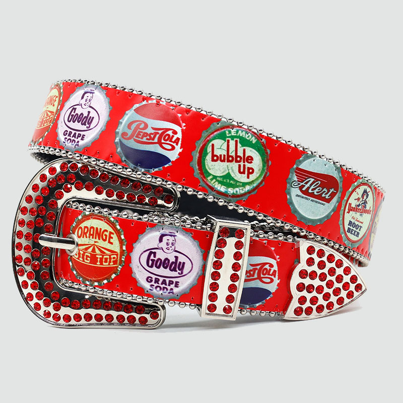 Punk Bottle Cap Print Belt