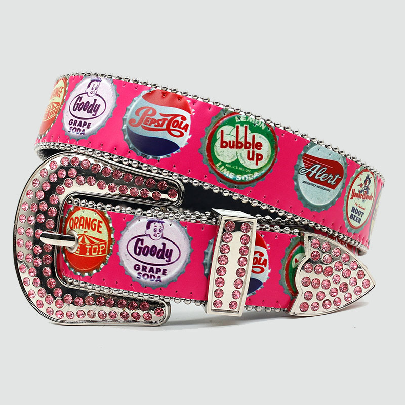 Punk Bottle Cap Print Belt