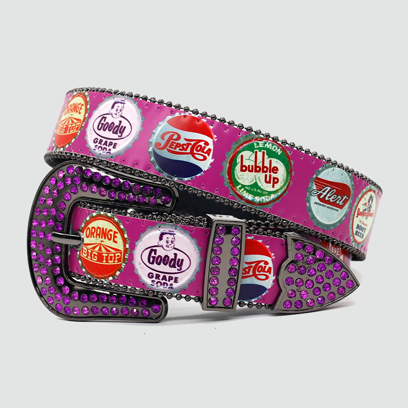 Punk Bottle Cap Print Belt