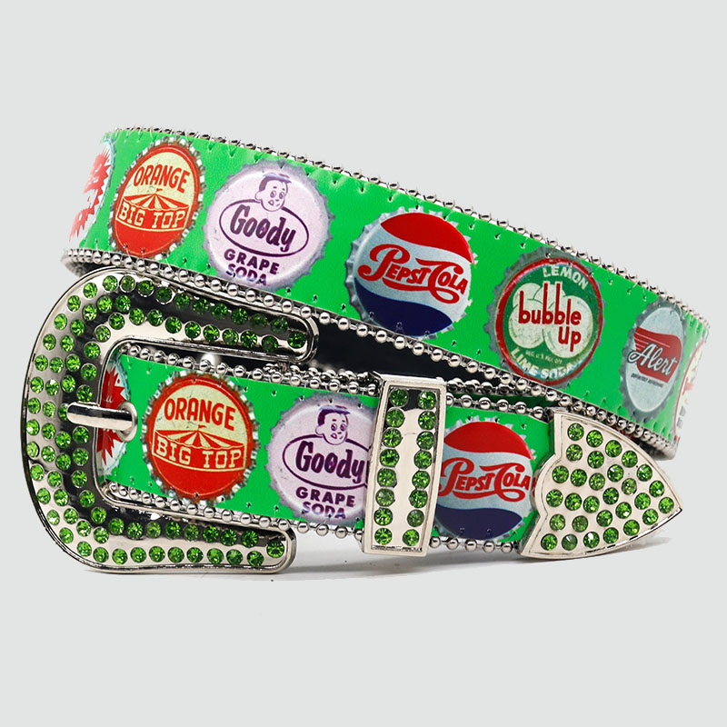 Punk Bottle Cap Print Belt