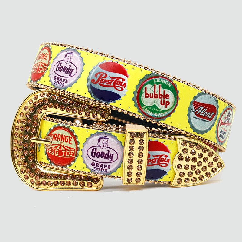 Punk Bottle Cap Print Belt