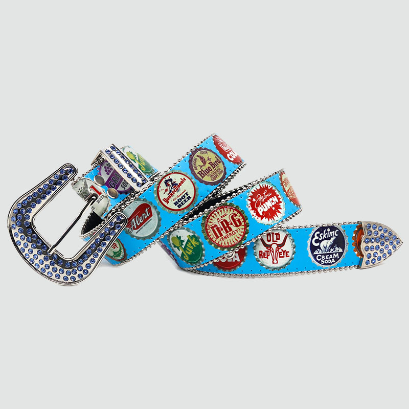 Punk Bottle Cap Print Belt