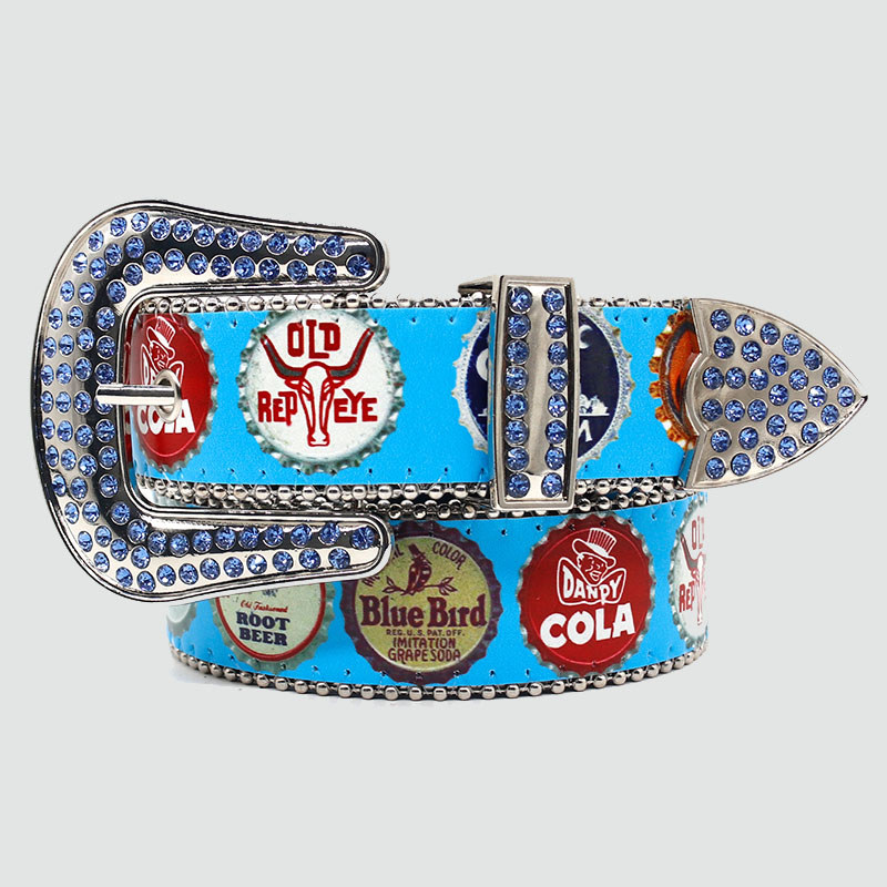 Punk Bottle Cap Print Belt