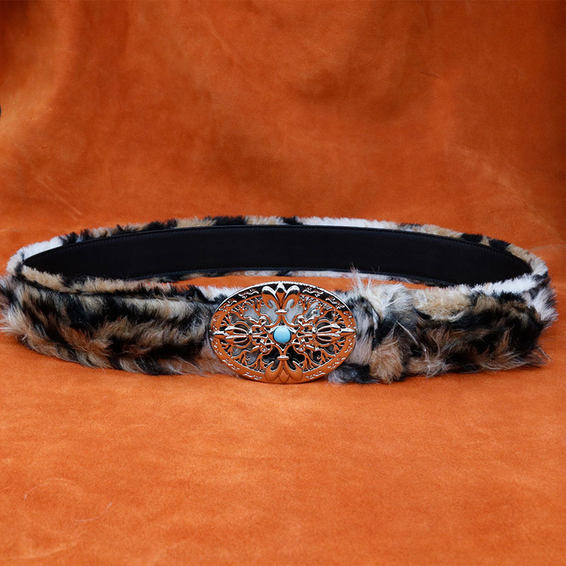 Y2K Vintage Leopard Print Plush Belt