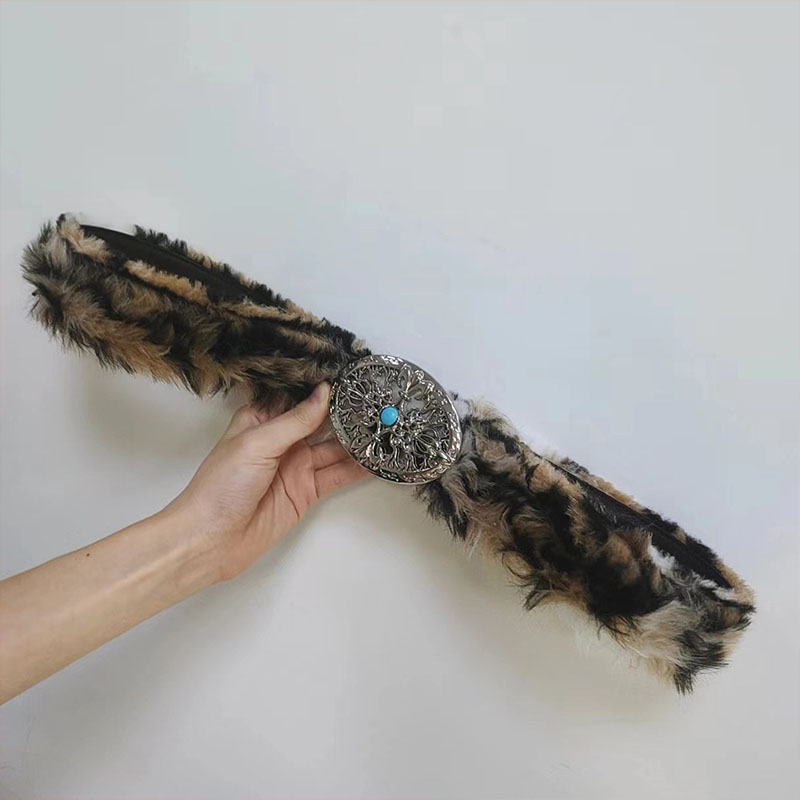 Y2K Vintage Leopard Print Plush Belt