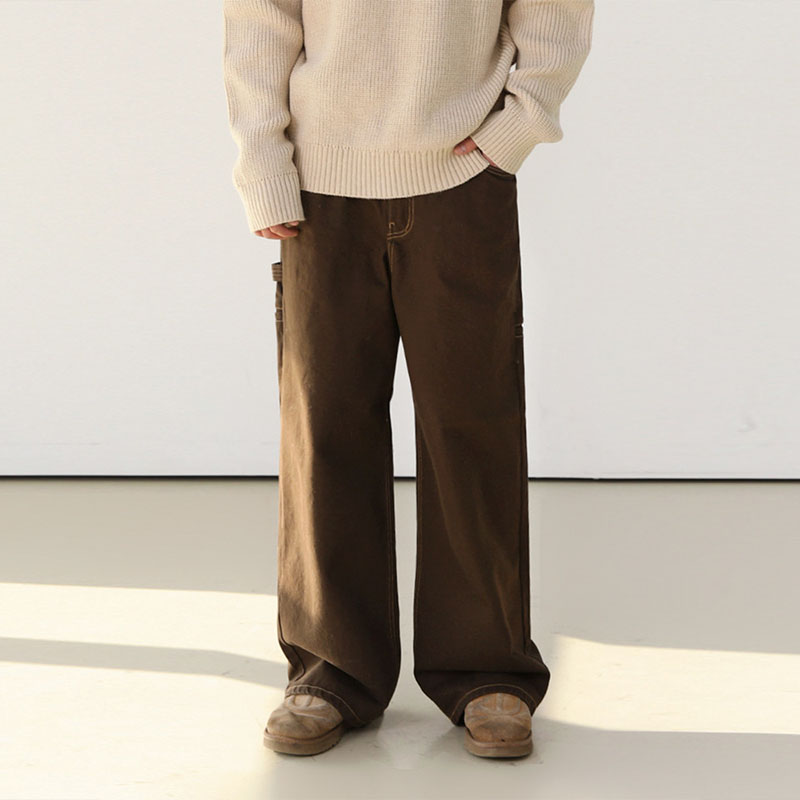 Vintage Label Multi-Pocket Casual Pants