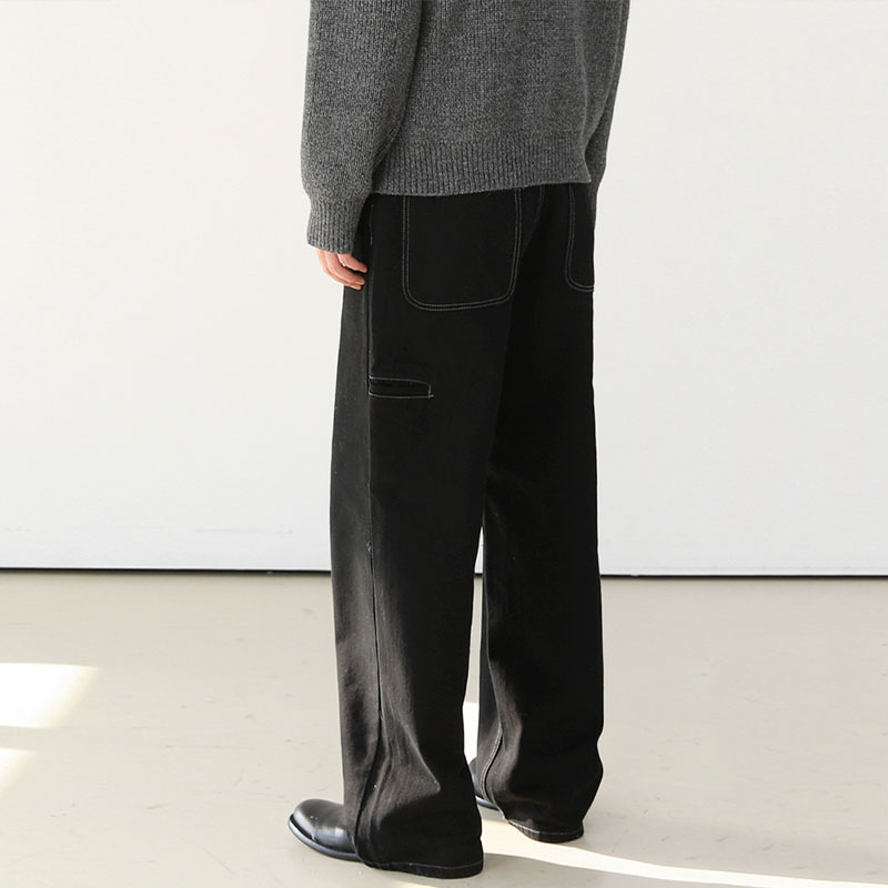 Vintage Label Multi-Pocket Casual Pants