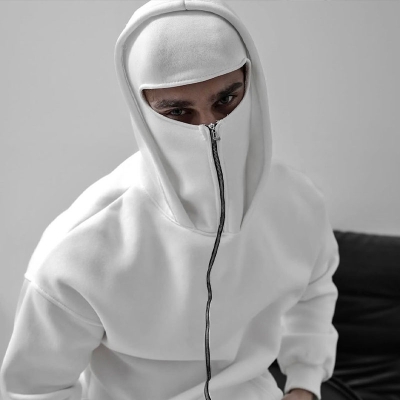 Solid Color Double Hooded Zip Hoodie