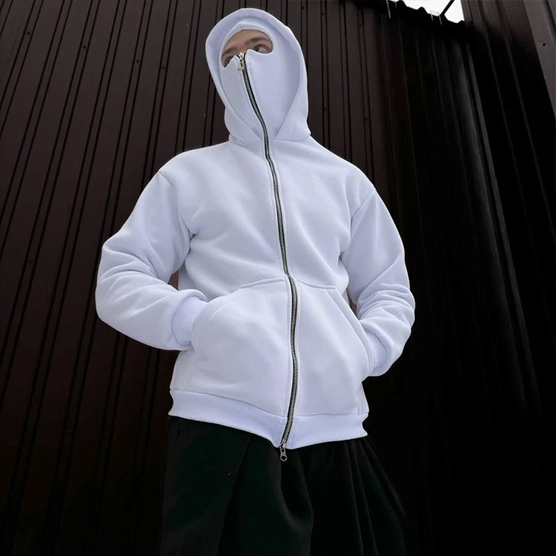 Solid Color Double Hooded Zip Hoodie