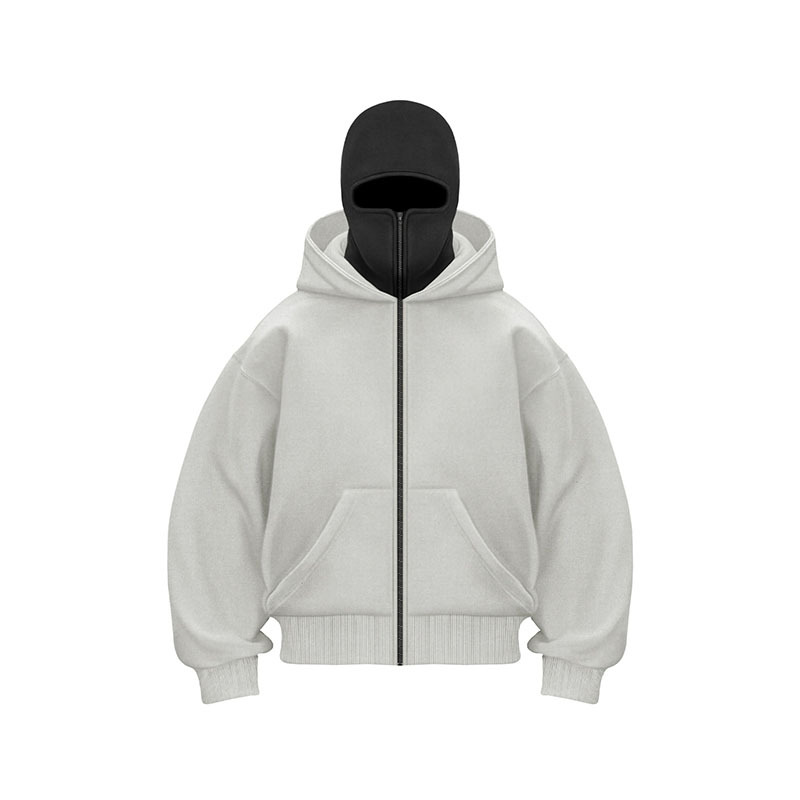 Solid Color Double Hooded Zip Hoodie