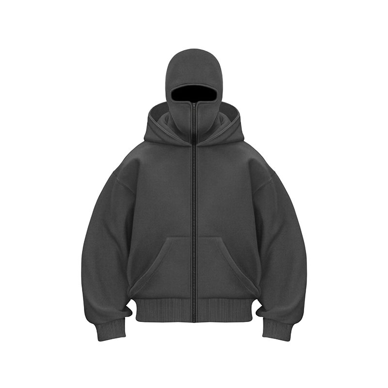 Solid Color Double Hooded Zip Hoodie