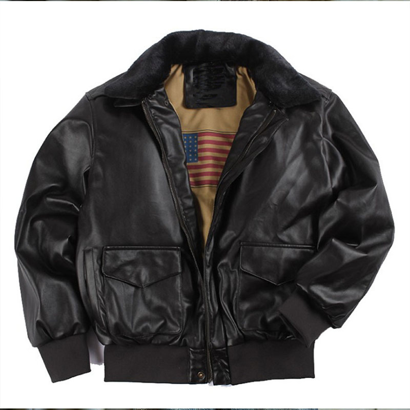 Vintage Air Force Fur Collar Leather Jacket