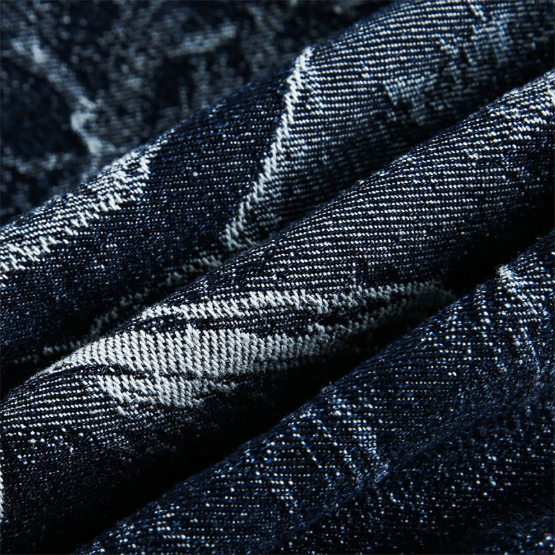 Cross Jacquard Zip Up Denim Jacket Cross Jacquard Zip Up Denim Jacket