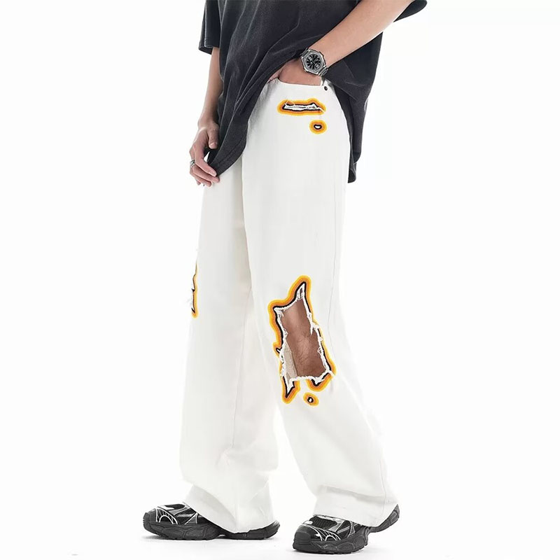Vintage Scorched Ripped Embroidered Jeans