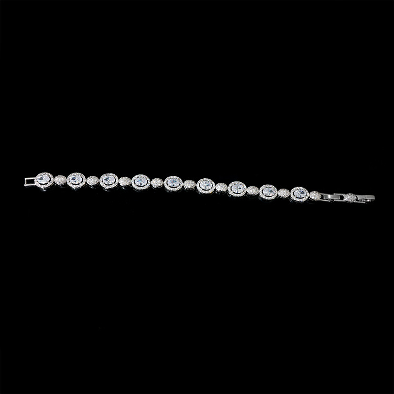 Iced Out Oval Stone Bracelet in White Golding