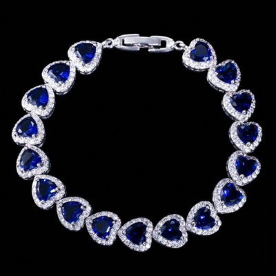 Iced Out 7" Heart-shaped Bracelet in White Gold