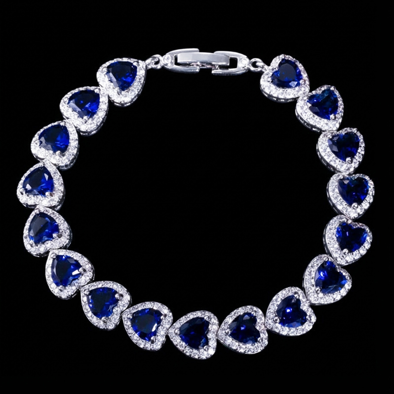 Iced Out 7" Heart-shaped Bracelet in White Gold