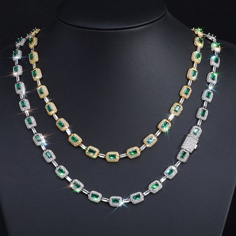S925 & Moissanite 7mm Rectangle Emerald Chain S925 & Moissanite 7mm Rectangle Emerald Chain