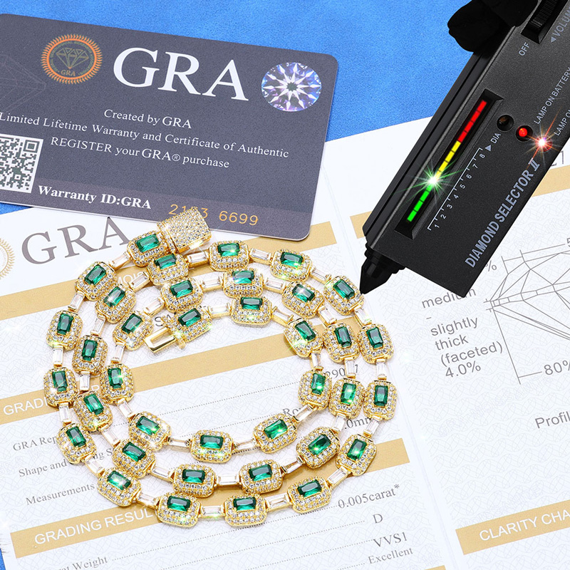 S925 & Moissanite 7mm Rectangle Emerald Chain S925 & Moissanite 7mm Rectangle Emerald Chain