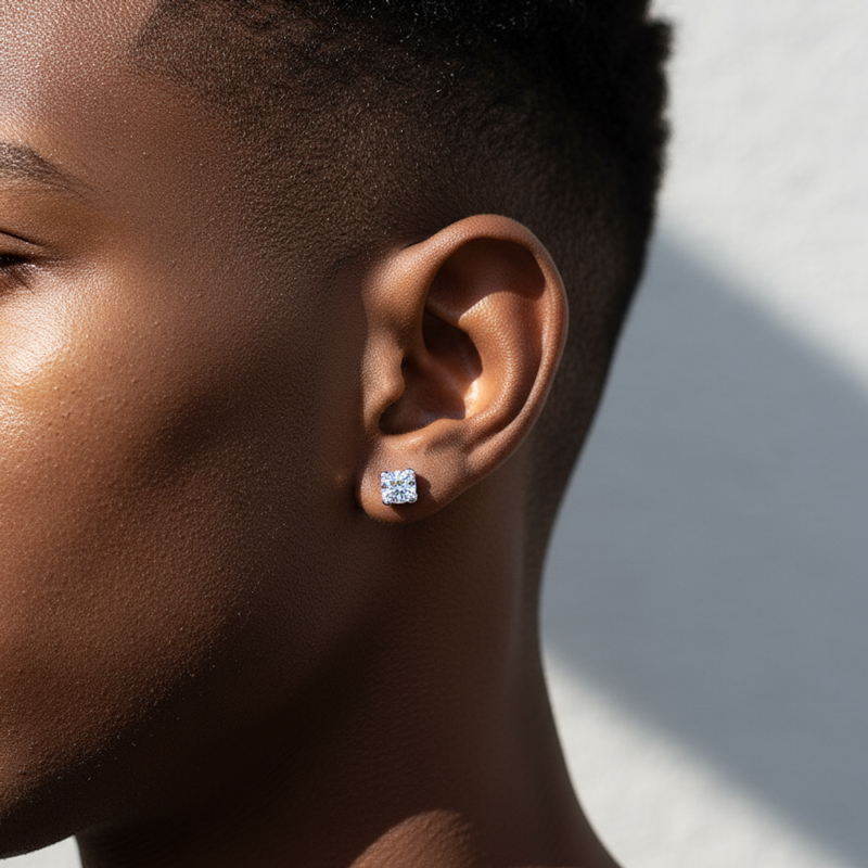 0.5Ct/1Ct S925 & Moissanite Round Cut Stud Earrings With Pave Diamond Basket 0.5Ct/1Ct S925 & Moissanite Round Cut Stud Earrings With Pave Diamond Basket