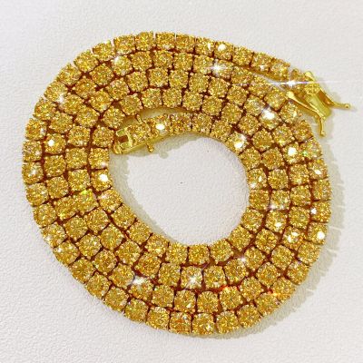 S925 & Moissanite 3mm/4mm Champagne Tennis Chain in Gold Plating