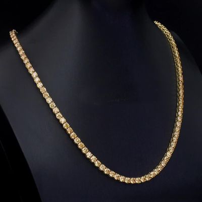 S925 & Moissanite 3mm/4mm Champagne Tennis Chain in Gold Plating