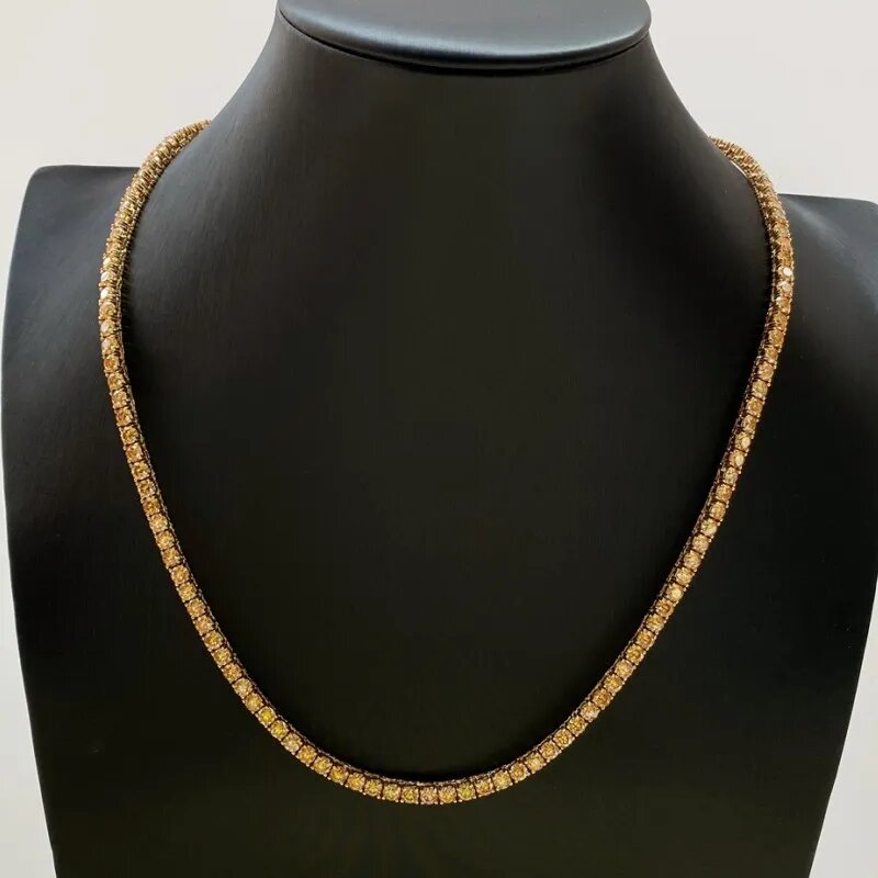S925 & Moissanite 3mm/4mm Champagne Tennis Chain in Gold Plating