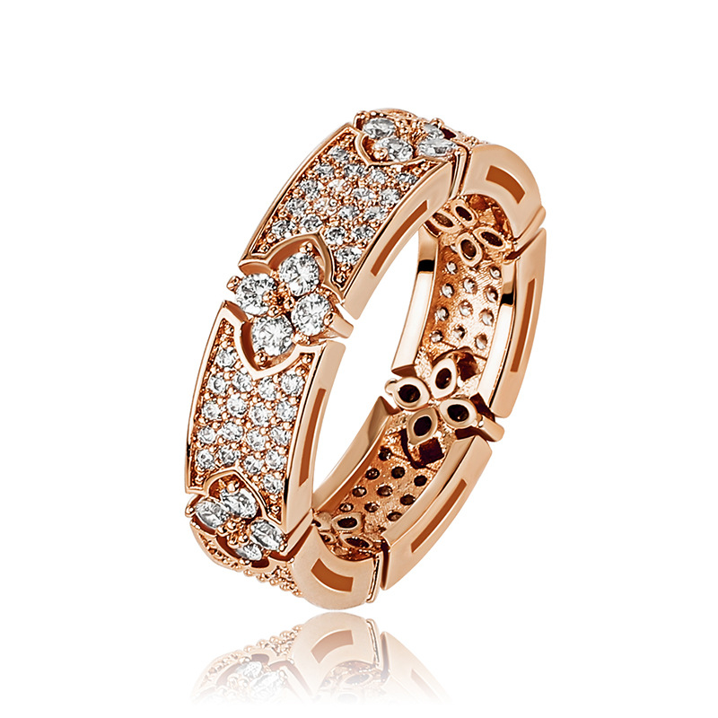 Iced Micro Paved Four Leaf Clover Ring