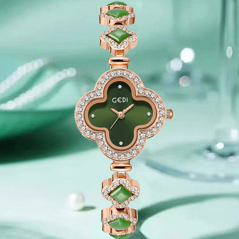 Iced Green Four Leaf Clover Women's Quartz Watch